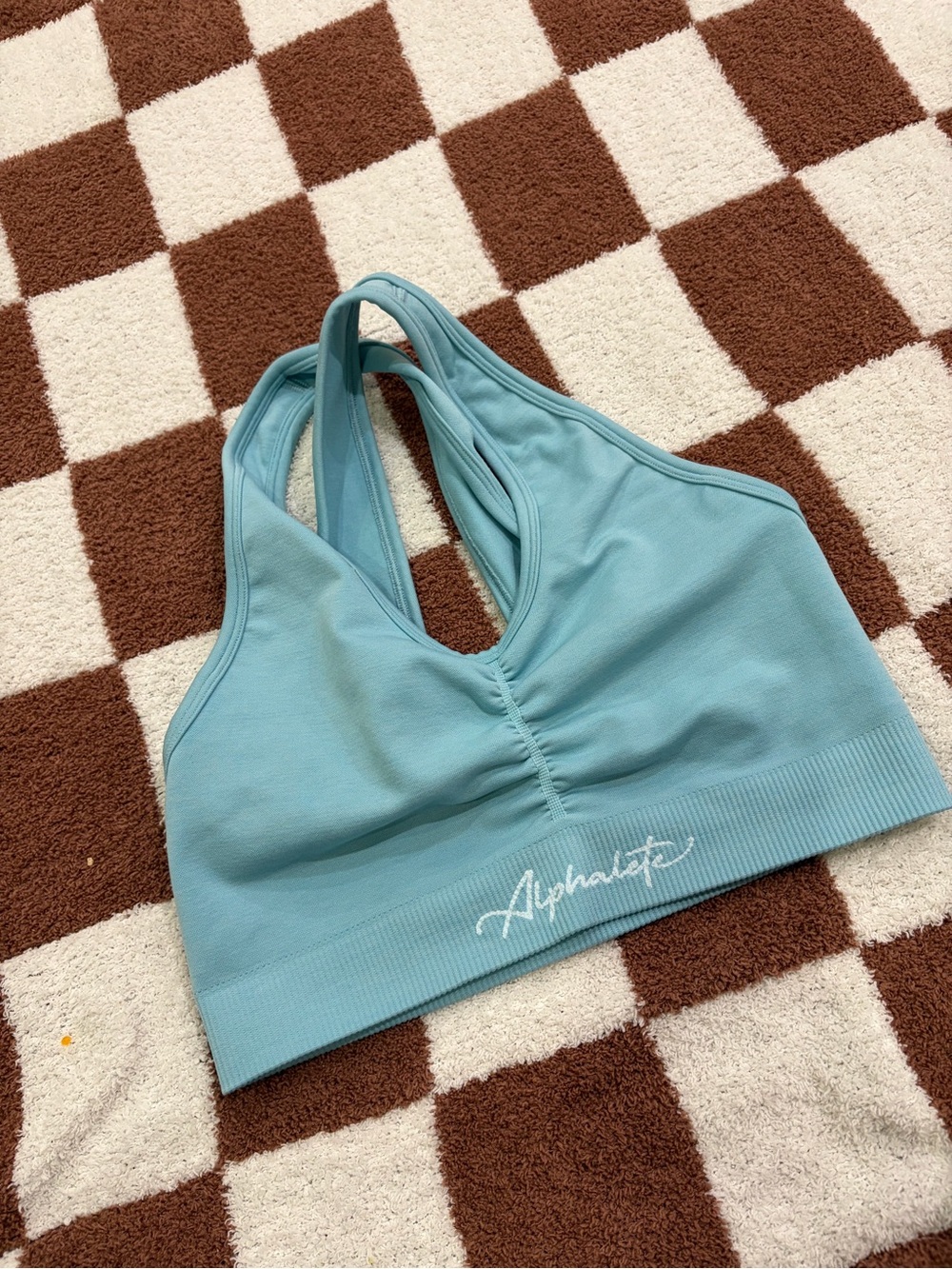 Alphalete Seamless Aqua Ruched Sports Bra